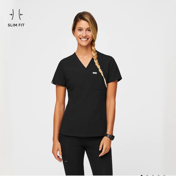 Figs Tops - Fix Caterina One Pocket Scrub Top in Black